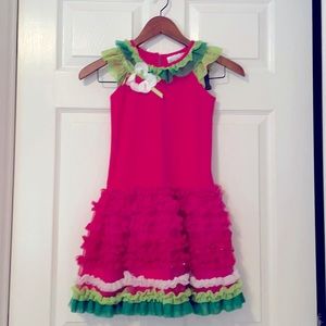 Rare Editions pink strawberry dress. Girls 6x